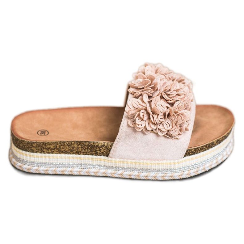 SHELOVET Pantofole Sulla Piattaforma Con Ornamento beige