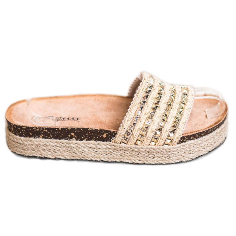 Groto Gogo Pantofole Dorate Con Borchie beige d'oro