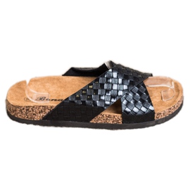 Bona Comode pantofole in ecopelle nero