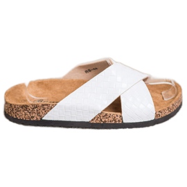 Bona Comode pantofole in ecopelle bianco