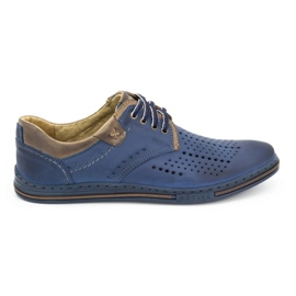 Polbut Scarpe in pelle per uomo 402 estate blu navy con marrone
