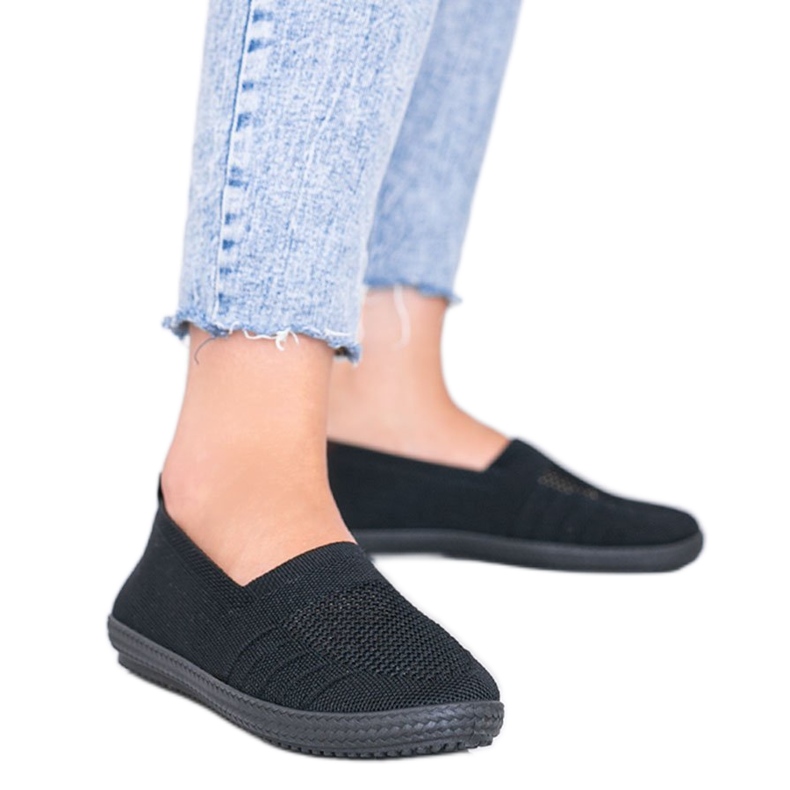 Sneakers Slip On traforate nere profonde nero