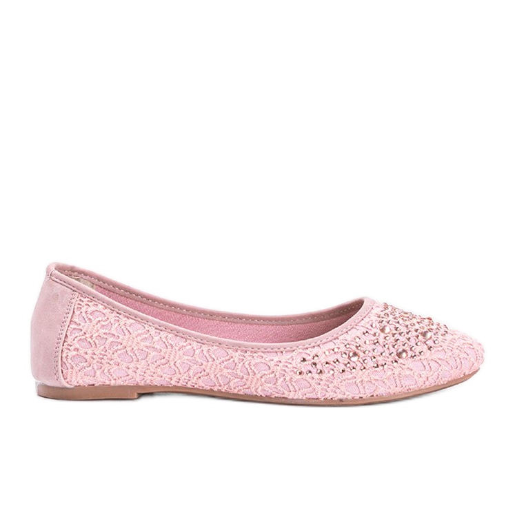 Ballerine in pizzo rosa con zirconi East Side