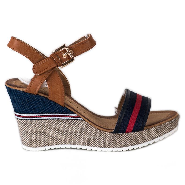 Goodin Sandali con zeppa marrone blu navy multicolore