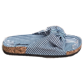 Bona Pantofole Con Fiocco A Righe bianco blu