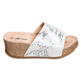 Bona Pantofole con zeppa bianche bianco