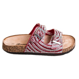 Bona Pantofole Alla Moda Con Fibbia rosso