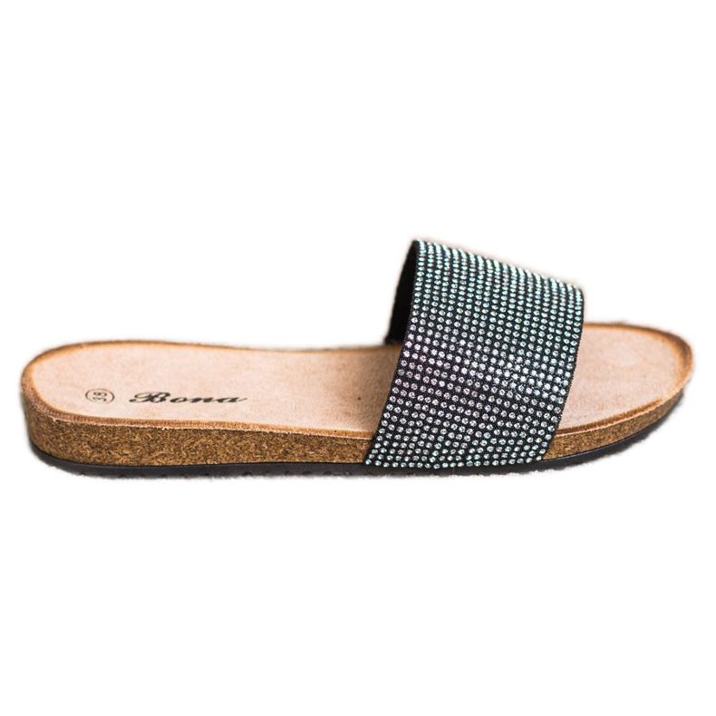Bona Pantofole Eleganti Con Cubic Zirconia nero