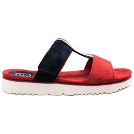 Filippo Pantofole in pelle rosso blu navy