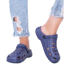 Pantofole kroks Karolinos blu navy da donna