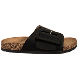 SHELOVET Pantofole In Ecopelle Con Fibbia nero