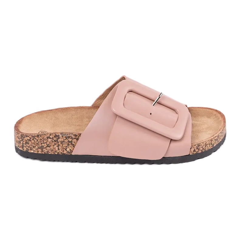Pantofole In Ecopelle Con Fibbia rosa