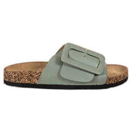SHELOVET Pantofole In Ecopelle Con Fibbia verde