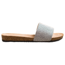 Bona Pantofole Eleganti Con Cubic Zirconia argento
