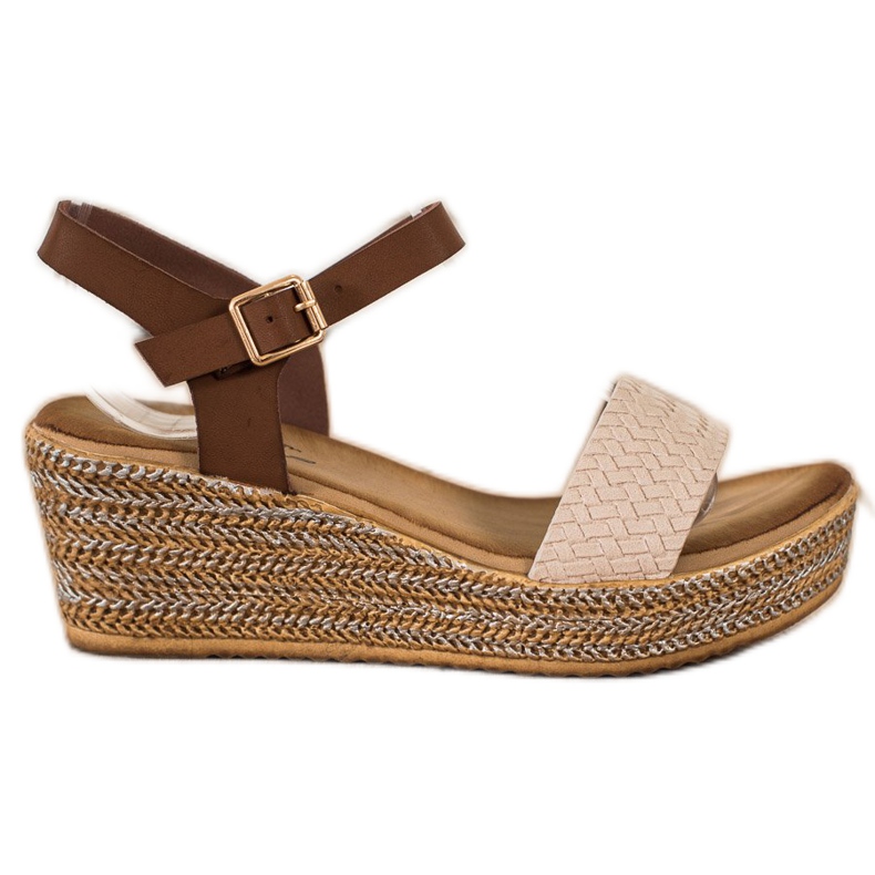 Bona Sandali con zeppa alla moda beige marrone