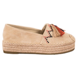 Coura Espadrillas In Camoscio Con Frange beige