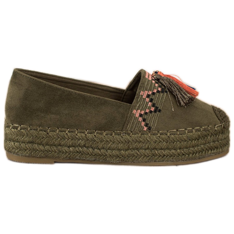 Coura Espadrillas In Camoscio Con Frange verde