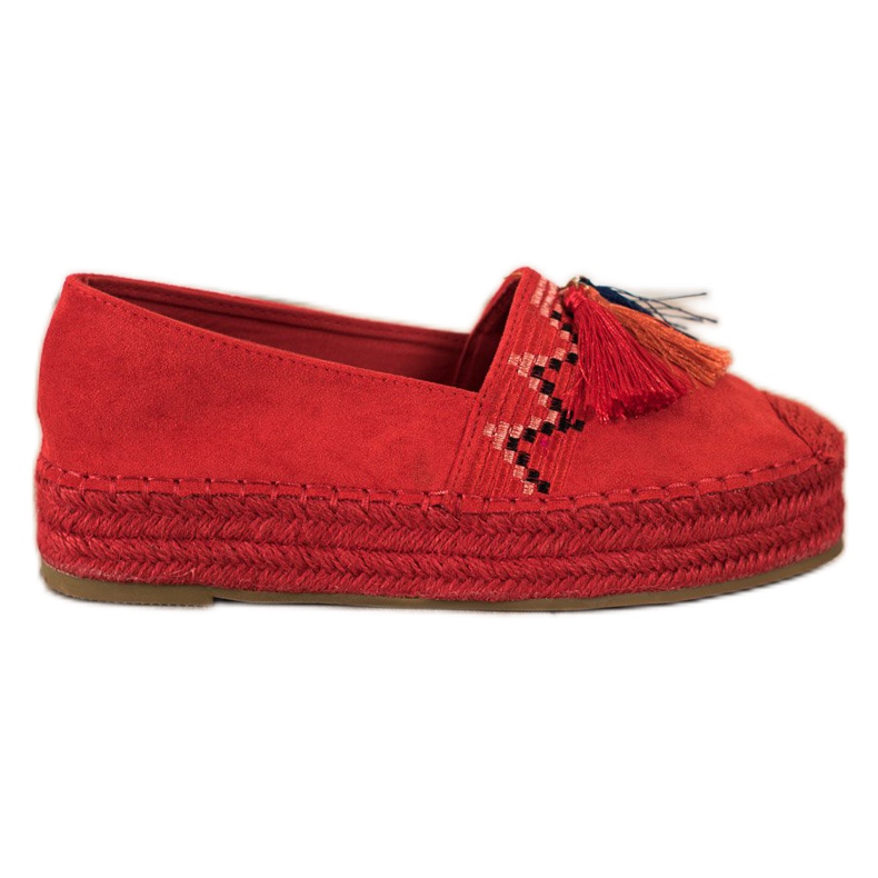 Coura Espadrillas In Camoscio Con Frange rosso