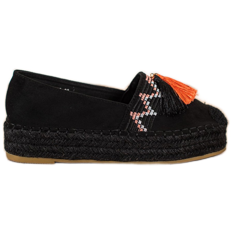 Coura Espadrillas In Camoscio Con Frange nero