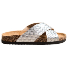 Bona Comode pantofole in ecopelle argento