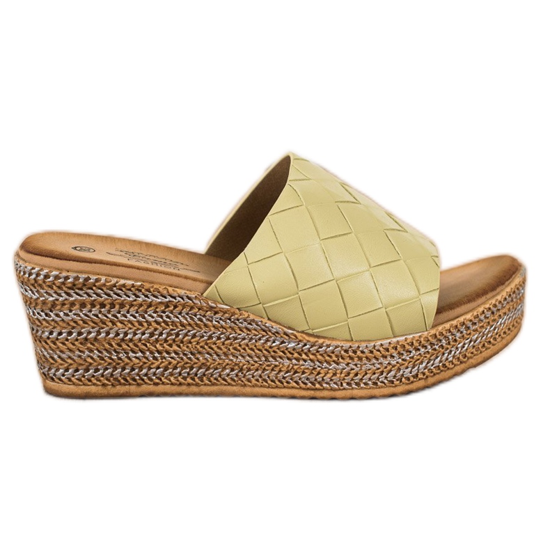 Bona Sandali con zeppa verde