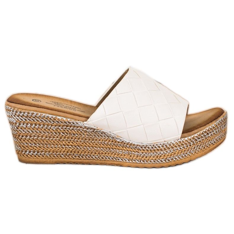 Bona Sandali con zeppa bianca