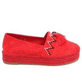 Red 1735 Espadrillas rosse con frange rosso