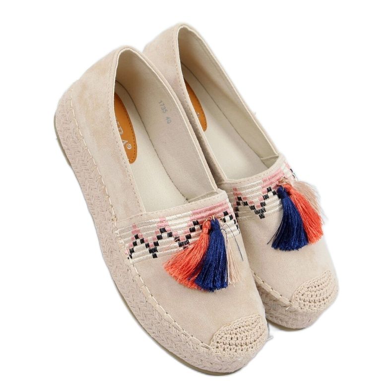 Espadrillas con frange beige 1735 Beige