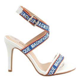 Sandali bianchi su tacco alto LL-170P White bianca blu