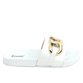 Bianco CK203 Pantofole bianche con catena