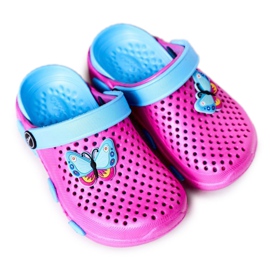Pantofole in schiuma per bambini Kroks Fucsia Olivia blu rosa
