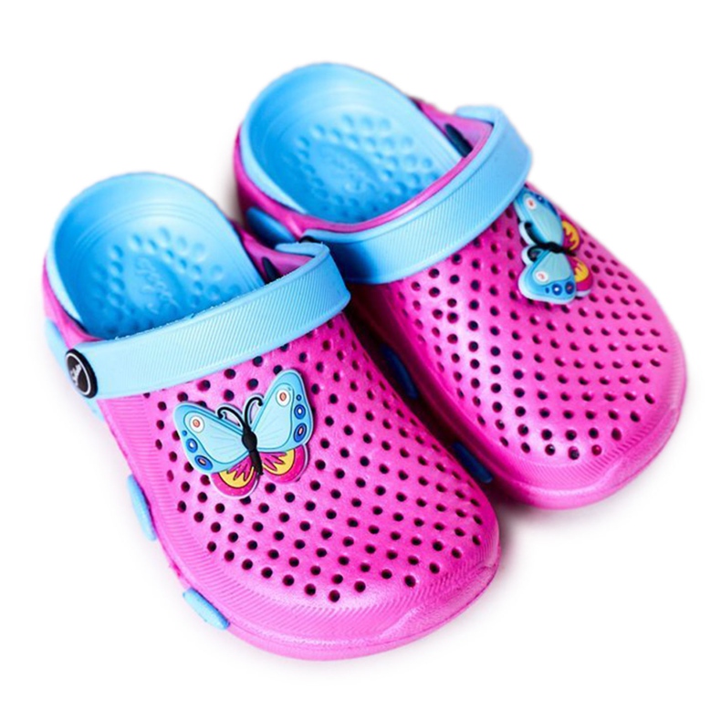 Pantofole in schiuma per bambini Kroks Fucsia Olivia blu rosa