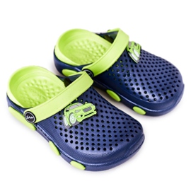 Pantofole in schiuma per bambini Kroks Navy Blue-Green Oliver verde