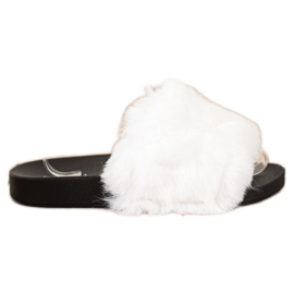 Bona Infradito casual con pelliccia bianco