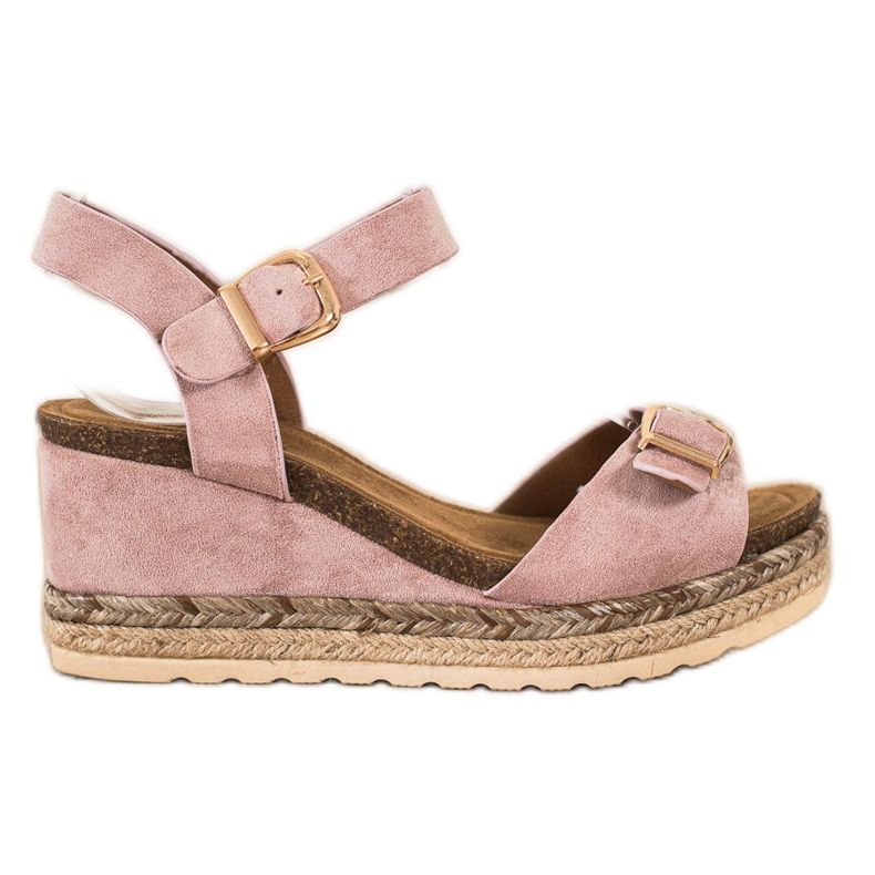 SHELOVET Sandali con zeppa con fibbia rosa