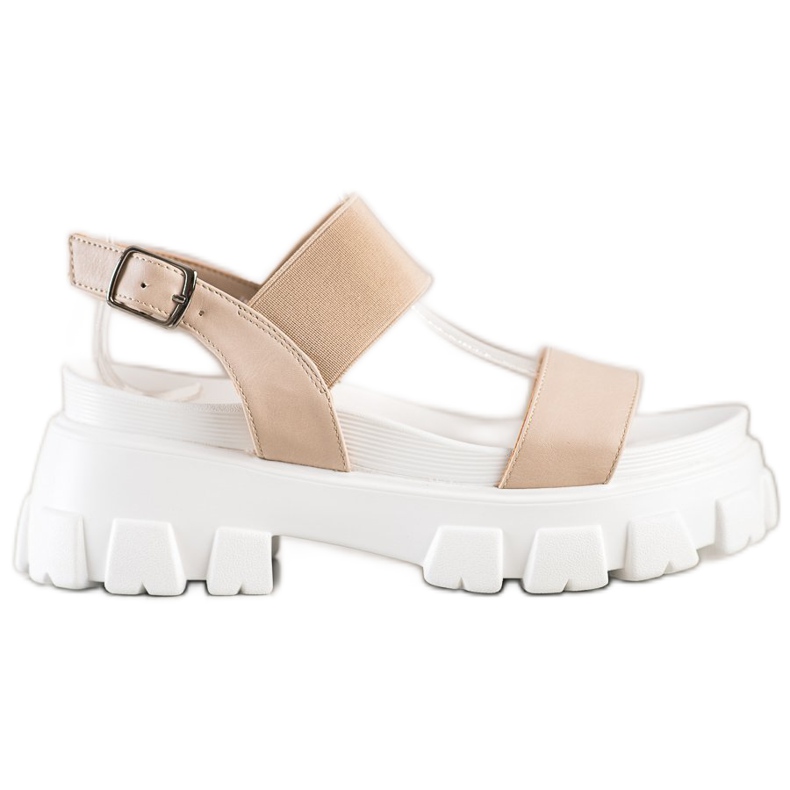 Seastar Sandali beige sulla piattaforma di moda bianca