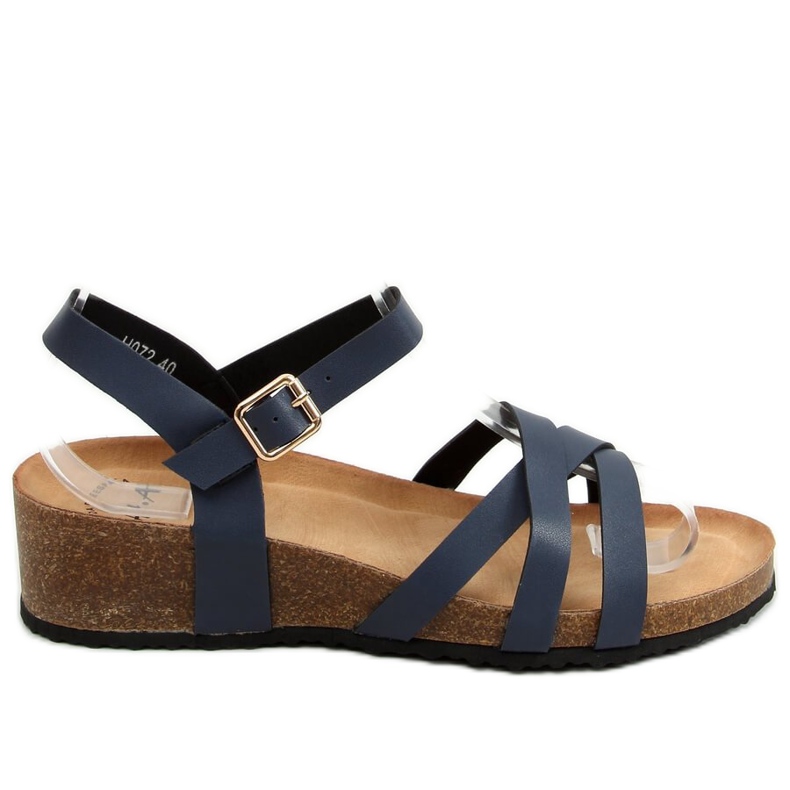 Sandali su zeppa di sughero blu navy H072 Azul