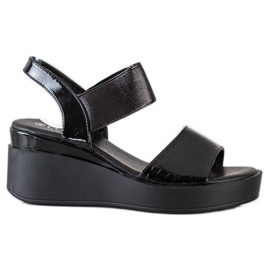 Coura Sandali con zeppa lucidi nero