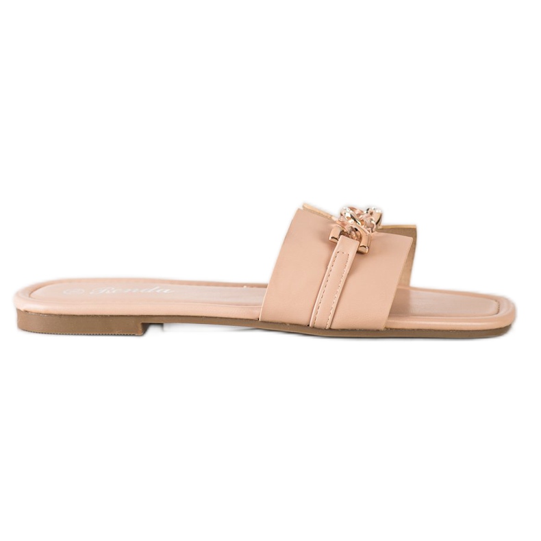 Renda Pantofole Eleganti Con Ornamento beige