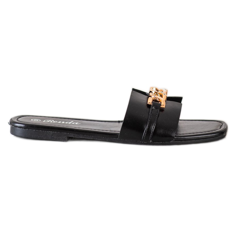 Renda Pantofole Eleganti Con Ornamento nero