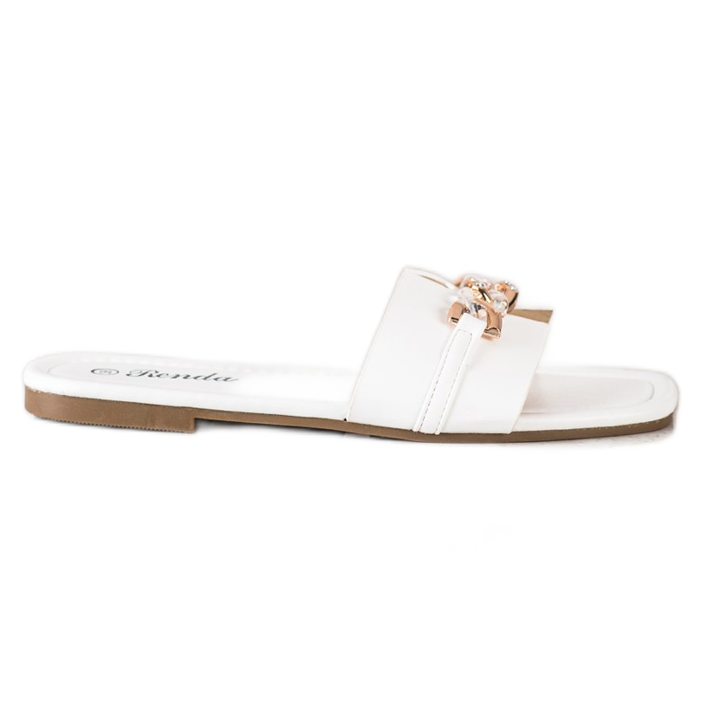 Renda Pantofole Eleganti Con Ornamento bianca
