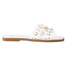 SHELOVET Pantofole alla moda con strass bianco