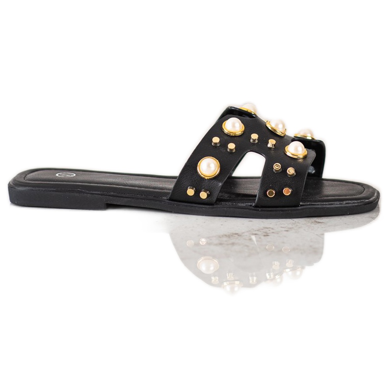SHELOVET Pantofole alla moda con strass nero