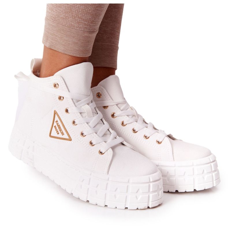 Sneakers alte da donna su piattaforma bianca Manhattan