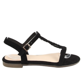 Sandali in camoscio nero Z5721 Nero