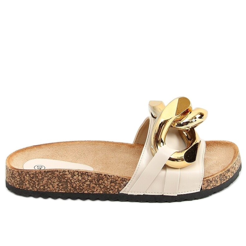 Pantofole beige con catena spessa CK201 Beige