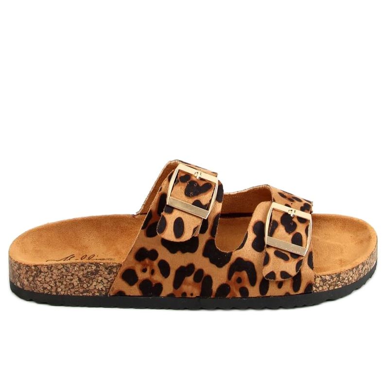 MS10005 Pantofole in sughero con motivo leopardato marrone