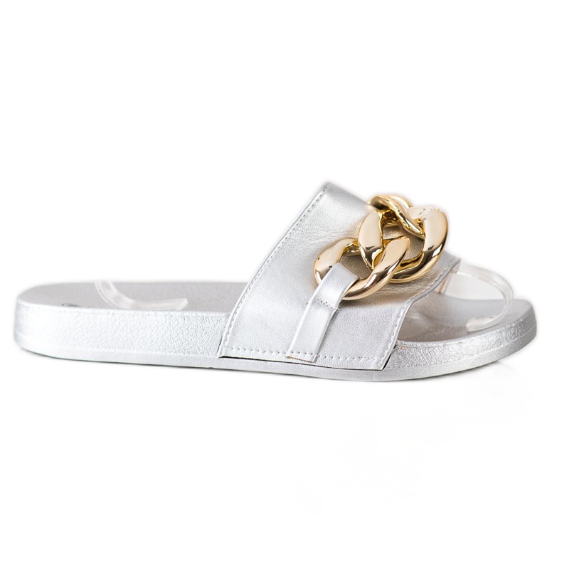 SHELOVET Pantofole Argento Con Ornamento d'argento