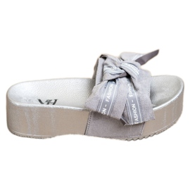 SHELOVET Pantofole Alla Moda Con Fiocco d'argento grigio