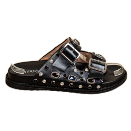 Seastar Pantofole Alla Moda Con Cristalli nero